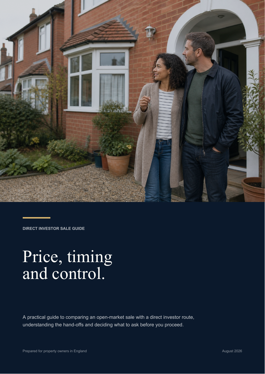 Cover of the Dukes direct investor sale guide, titled Price, timing and control.